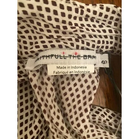 Faithful The Brand Jumpsuit High Neck with Open Back White Brown Size Small